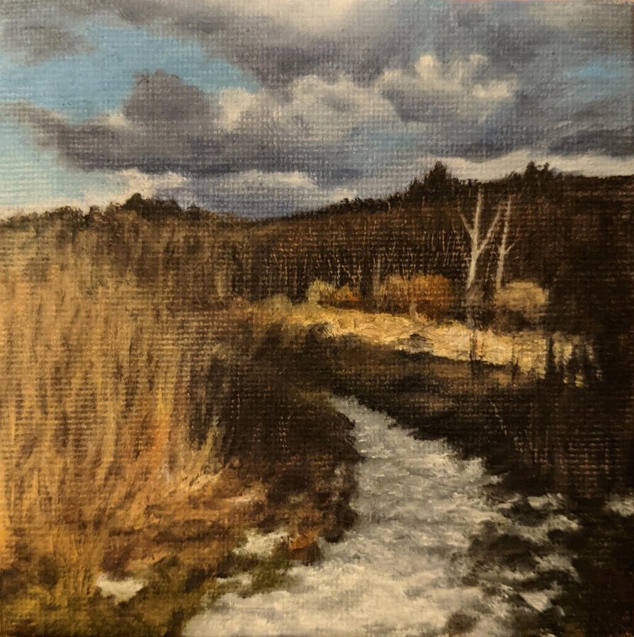 The Learning Curve, oil on canvas, 4 x 4 in, available